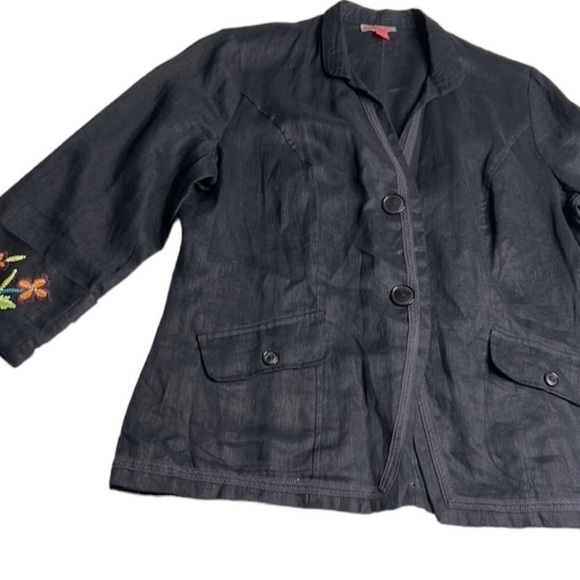 Y2K linen embroidered blazer,floral,embellished,lightweight,fresh,travel,coasta - Picture 10 of 12